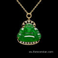 18K Gold White Green Green Jadeite Buddha Buddha